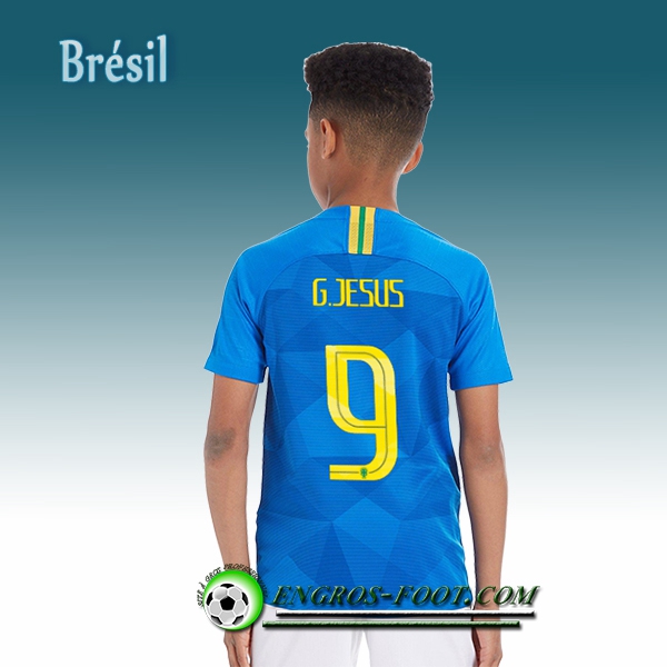 Engros-foot: Jeu Maillot Equipe de Brésil Enfant G.JESUS 9 Exterieur 2018/2019 Bleu Thailande