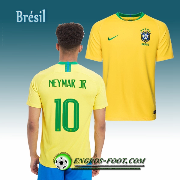 Engros-foot: Jeu Maillot Equipe de Brésil Neymar Jr 10 Domicile 2018/2019 Jaune Thailande