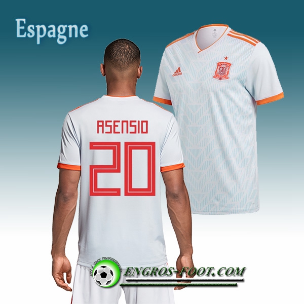 Engros-foot: Jeu Maillot Equipe de Espagne Asensio 20 Exterieur 2018/2019 Blanc Thailande