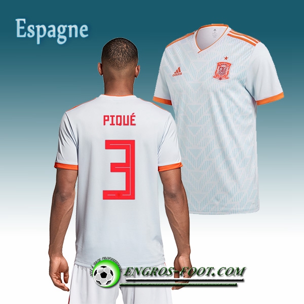 Engros-foot: Jeu Maillot Equipe de Espagne Piqué 3 Exterieur 2018/2019 Blanc Thailande