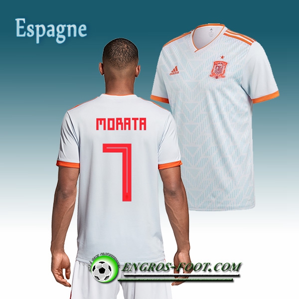 Engros-foot: Jeu Maillot Equipe de Espagne MORATA 7 Exterieur 2018/2019 Blanc Thailande