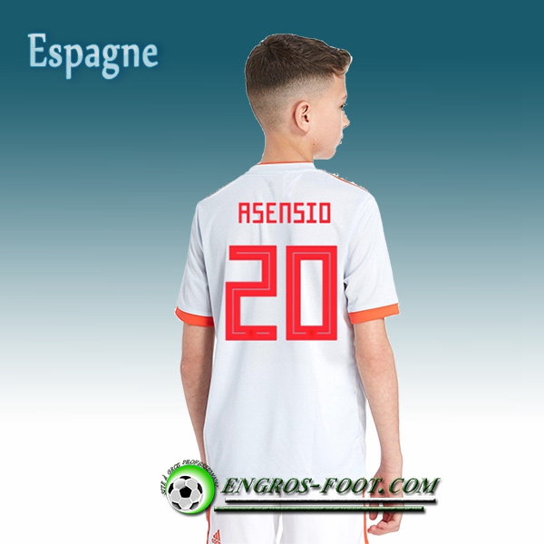 Engros-foot: Jeu Maillot Equipe de Espagne Enfant Asensio 20 Exterieur 2018/2019 Blanc Thailande