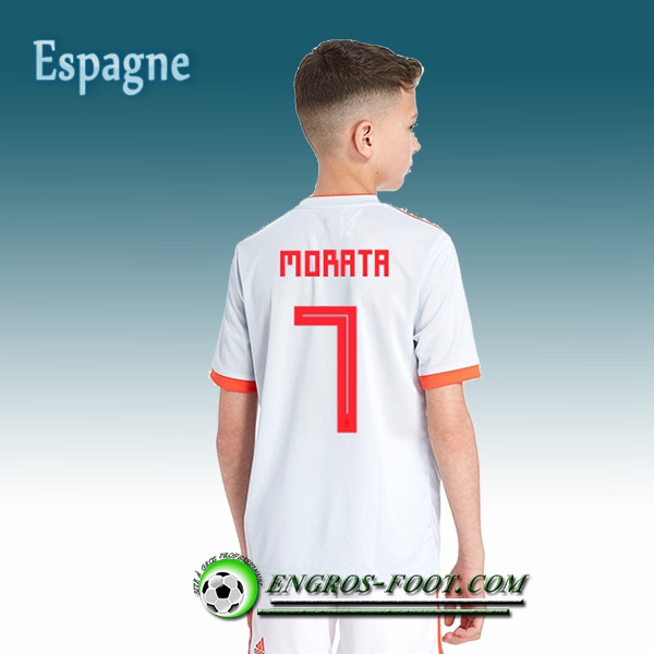 Engros-foot: Jeu Maillot Equipe de Espagne Enfant MORATA 7 Exterieur 2018/2019 Blanc Thailande