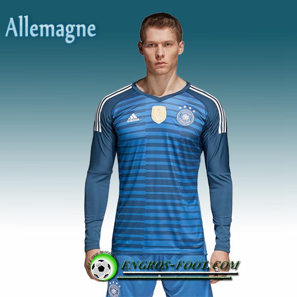 Engros-foot: Jeu Maillot Equipe de Allemagne Manche Longue Gardien 2018/2019 Bleu Thailande