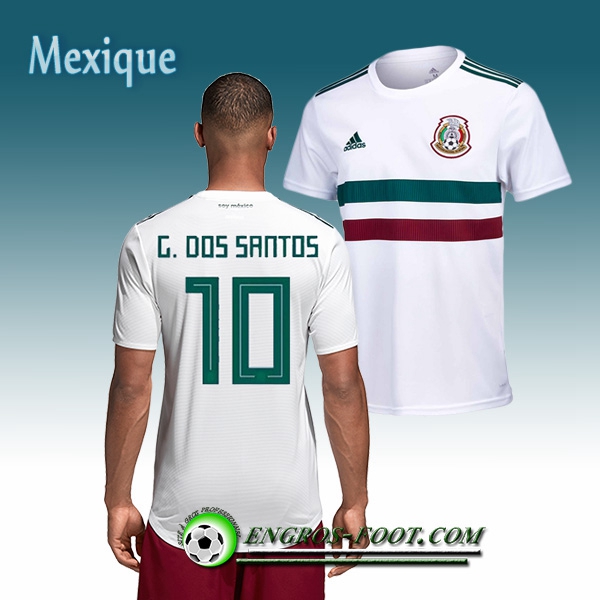 Engros-foot: Jeu Maillot Equipe de Mexique G. dos Santos 10 Exterieur 2018/2019 Blanc Thailande