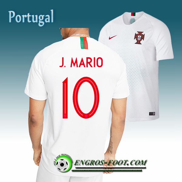 Engros-foot: Jeu Maillot Equipe de Portugal J.Mario 10 Exterieur 2018/2019 Blanc Thailande