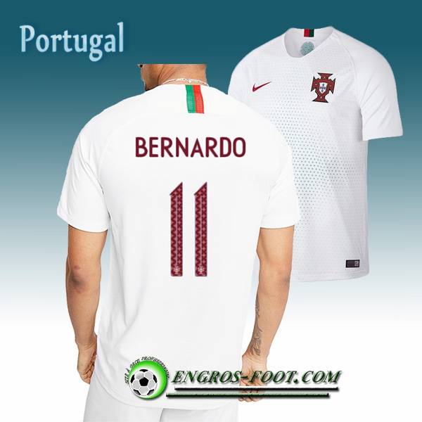 Engros-foot: Jeu Maillot Equipe de Portugal Bernardo 11 Exterieur 2018/2019 Blanc Thailande