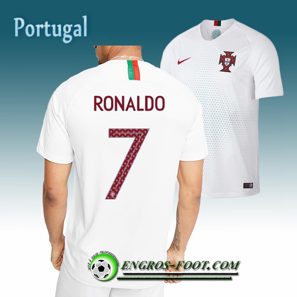 Engros-foot: Jeu Maillot Equipe de Portugal Ronaldo 7 Exterieur 2018/2019 Blanc Thailande