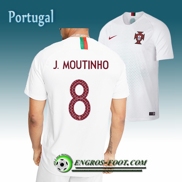 Engros-foot: Jeu Maillot Equipe de Portugal J.Moutinho 8 Exterieur 2018/2019 Blanc Thailande