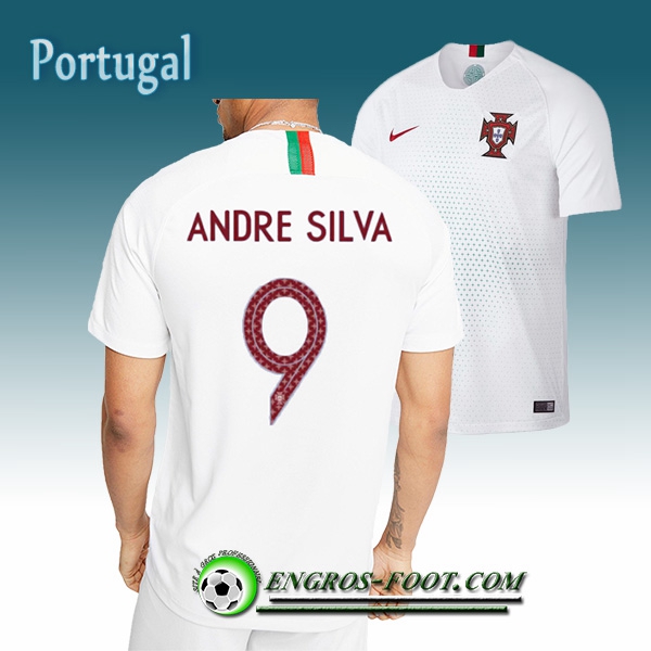 Engros-foot: Jeu Maillot Equipe de Portugal Andre Silva 9 Exterieur 2018/2019 Blanc Thailande