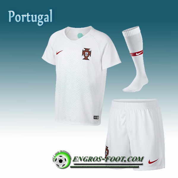 Engros-foot: Jeu Maillot Equipe de Portugal Enfant Exterieur 2018/2019 Blanc Thailande