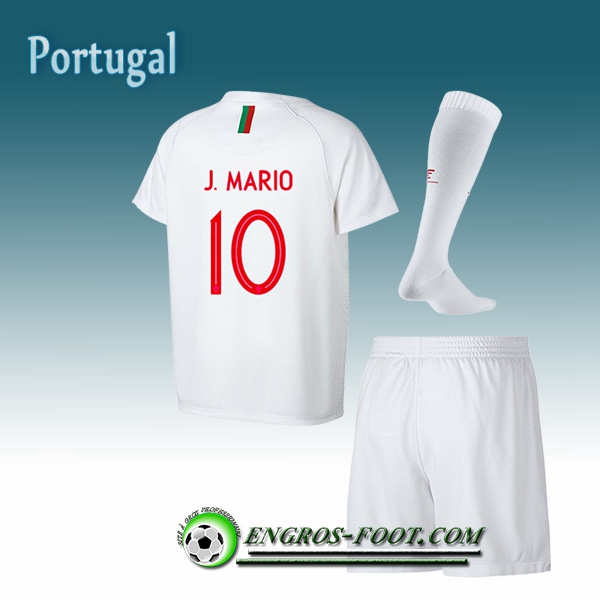 Engros-foot: Jeu Maillot Equipe de Portugal Enfant J.Mario 10 Exterieur 2018/2019 Blanc Thailande