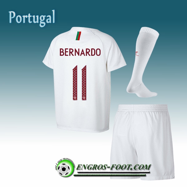 Engros-foot: Jeu Maillot Equipe de Portugal Enfant Bernardo 11 Exterieur 2018/2019 Blanc Thailande