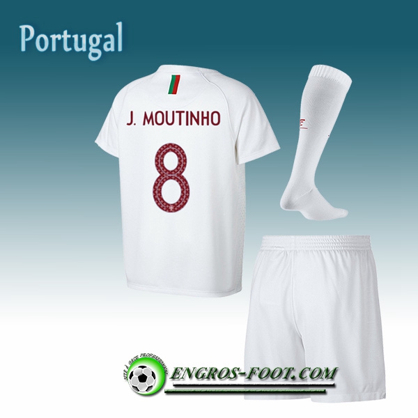 Engros-foot: Jeu Maillot Equipe de Portugal Enfant J.Moutinho 8 Exterieur 2018/2019 Blanc Thailande