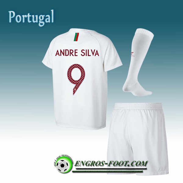 Engros-foot: Jeu Maillot Equipe de Portugal Enfant Andre Silva 9 Exterieur 2018/2019 Blanc Thailande