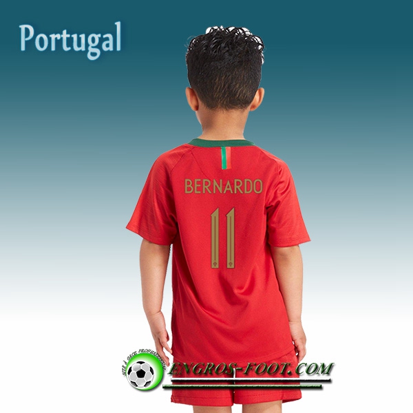 Engros-foot: Jeu Maillot Equipe de Portugal Enfant Bernardo 11 Domicile 2018/2019 Rouge Thailande