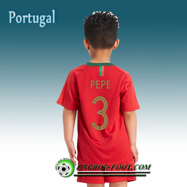 Engros-foot: Jeu Maillot Equipe de Portugal Enfant PEPE 3 Domicile 2018/2019 Rouge Thailande