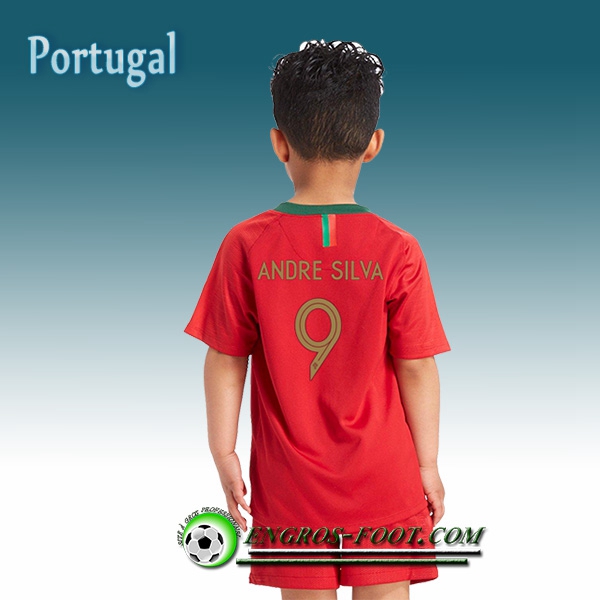 Engros-foot: Jeu Maillot Equipe de Portugal Enfant Andre Silva 9 Domicile 2018/2019 Rouge Thailande