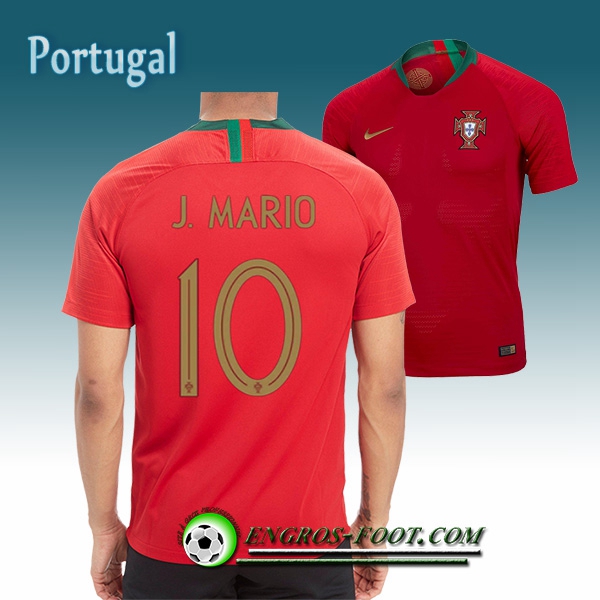 Engros-foot: Jeu Maillot Equipe de Portugal J.Mario 10 Domicile 2018/2019 Rouge Thailande