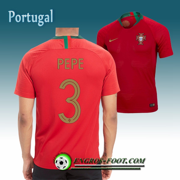 Engros-foot: Jeu Maillot Equipe de Portugal PEPE 3 Domicile 2018/2019 Rouge Thailande