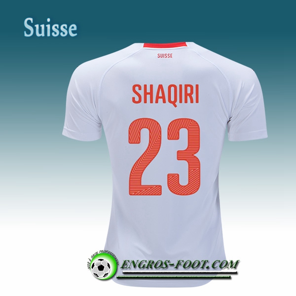 Engros-foot: Jeu Maillot Equipe de Suisse SHAQIRI 23 Exterieur 2018/2019 Blanc Thailande