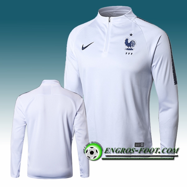 Engros-foot: Sweatshirt Training France Blanc 2018-2019 Thailande