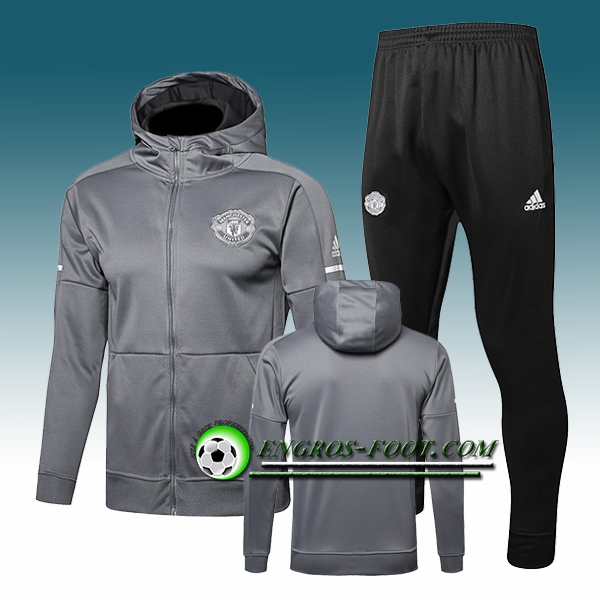 Engros-foot: Sweat a Capuche Survetement Foot Manchester United Gris 2017-2018 Ensemble Thailande