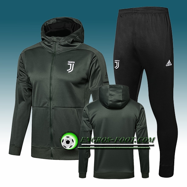 Engros-foot: Sweat a Capuche Survetement Foot Juventus Vert Fonce 2017-2018 Ensemble Thailande