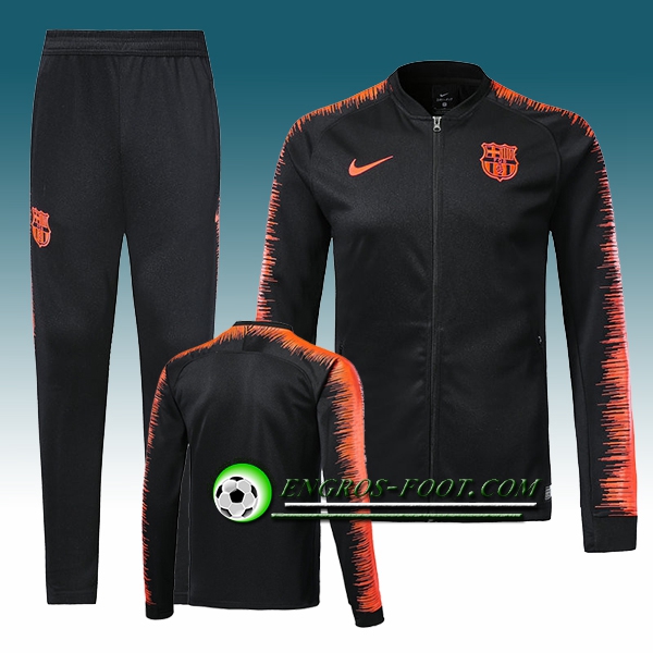 Engros-foot: Survetement Foot - Veste FC Barcelone Bleu Marine/Orange 2017-2018 Thailande