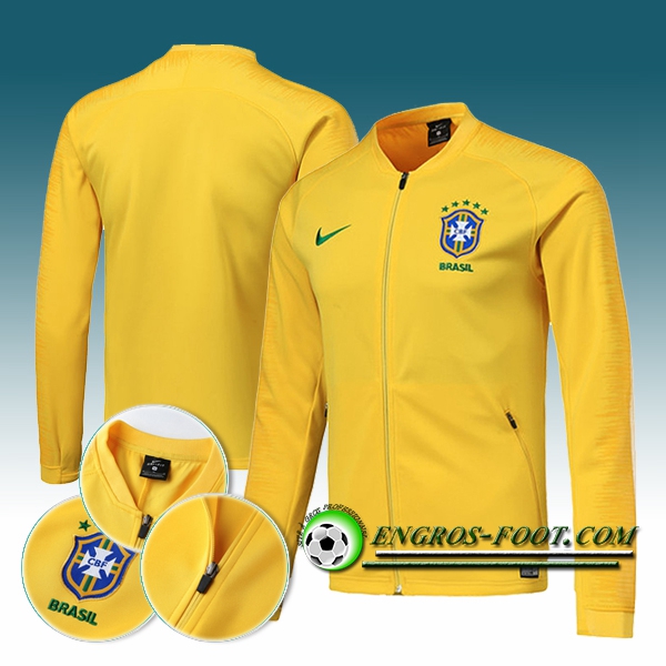 Engros-foot: Veste Foot Bresil Jaune 2018-2019 Thailande