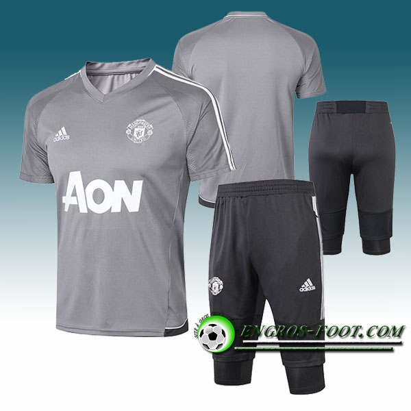 Engros-foot: Ensemble PRé MATCH Training Manchester United + Pantalon 3/4 Gris 2017-2018 Thailande