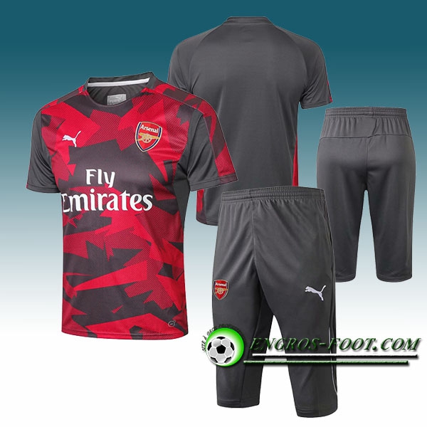 Engros-foot: Ensemble PRé MATCH Training Arsenal + Pantalon 3/4 Rouge/Gris 2017-2018 Thailande