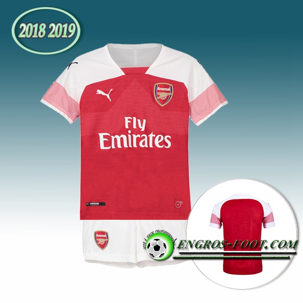 Engros-foot: Jeu Maillot Foot Arsenal Enfants Domicile 2018/2019 Rouge Blanc Thailande