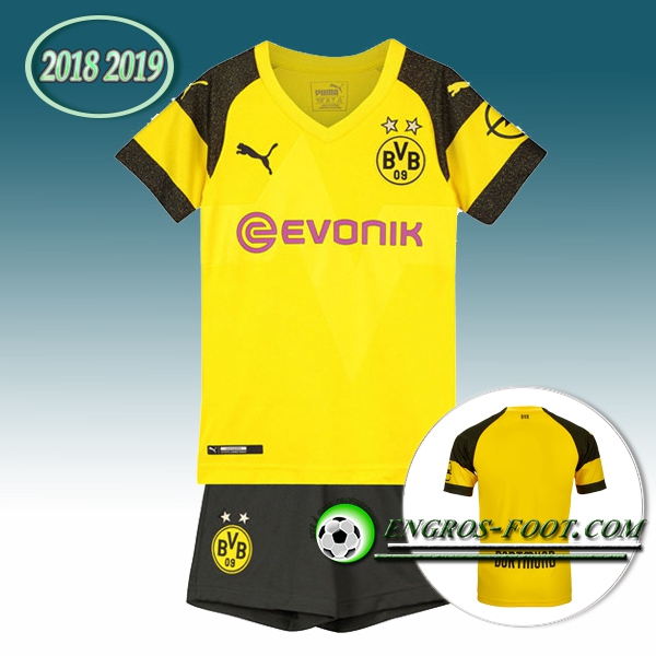 Engros-foot: Jeu Maillot Foot Dortmund BVB Enfants Domicile 2018/2019 Jaune Thailande