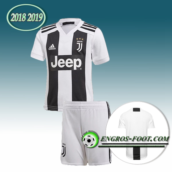 Engros-foot: Jeu Maillot Foot Juventus Enfants Domicile 2018/2019 Noir Blanc Thailande