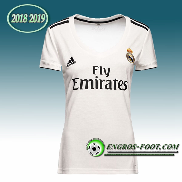 Engros-foot: Jeu Maillot Foot Real Madrid Femme Domicile 2018/2019 Blanc Thailande