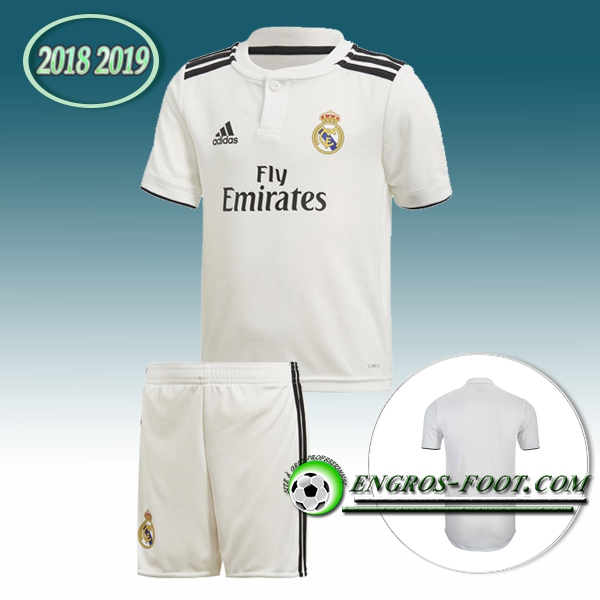 Engros-foot: Jeu Maillot Foot Real Madrid Enfants Domicile 2018/2019 Blanc Thailande