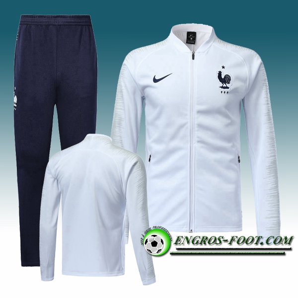 Engros-foot: Survetement Foot - Veste France Blanc 2018-2019 Thailande