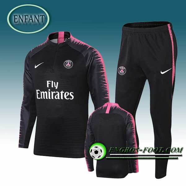 Engros-foot: Ensemble Survetement Foot PSG Enfant Noir/Rose Strike Drill 2018-2019 Thailande