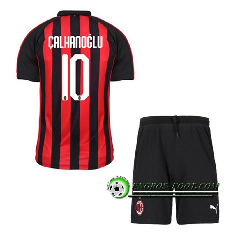 Engros-foot: Ensemble Maillot Foot Milan AC Enfants ?ALHANOGLU 10 Domicile 2018 2019 Rouge/Noir Thailande