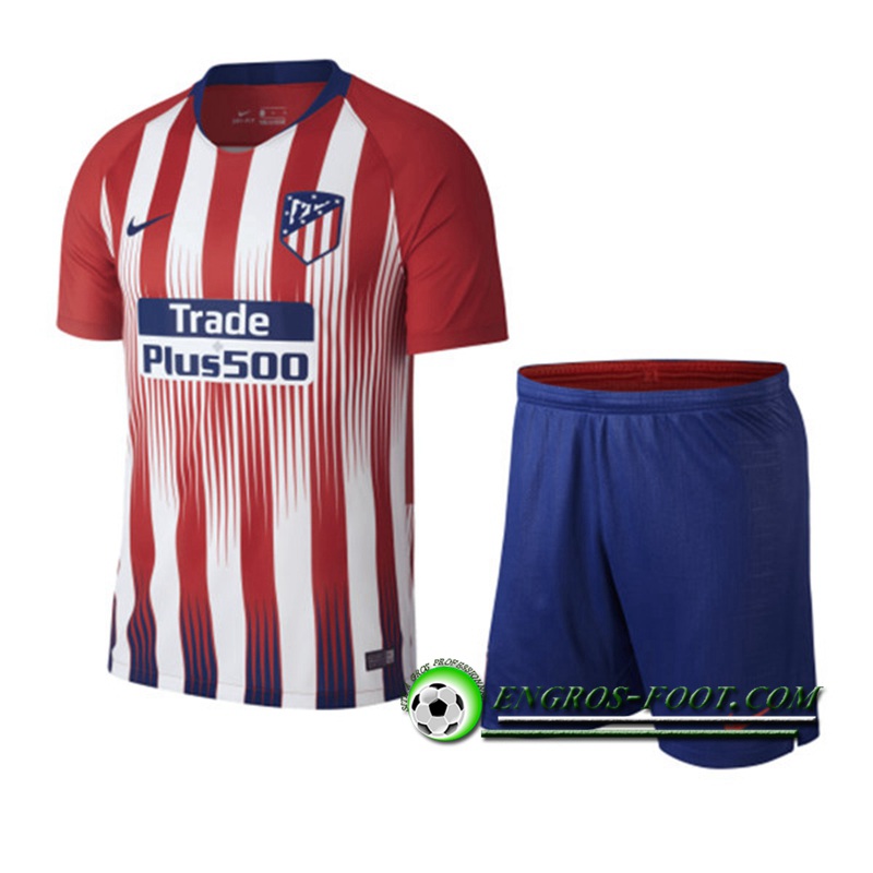 Engros-foot: Jeu Maillot de Atletico Madrid Enfants Domicile 2018 2019 Rouge/Blanc Thailande