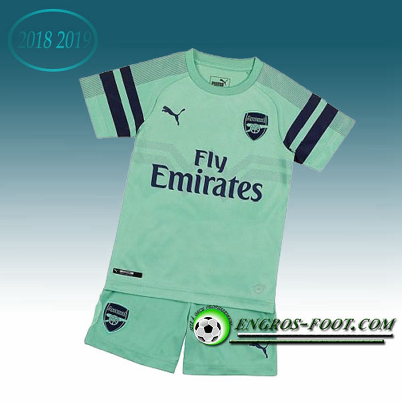 Engros-foot: Ensemble Maillot Foot Arsenal Enfants Third 2018 2019 Vert Thailande