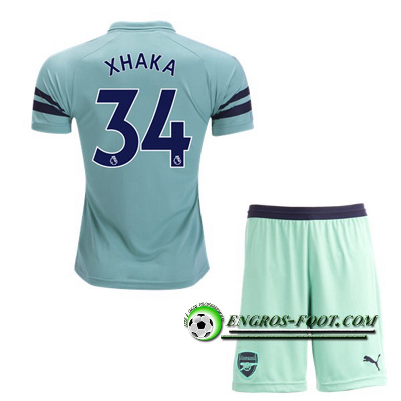 Engros-foot: Ensemble Maillot Foot Arsenal Enfants XHAKA 34 Third 2018 2019 Vert Thailande