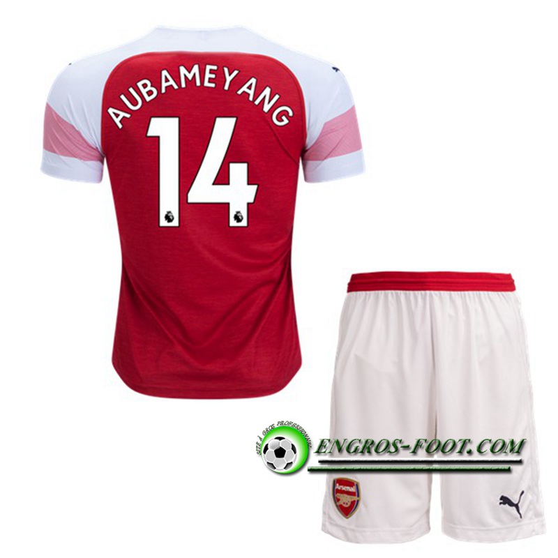 Engros-foot: Ensemble Maillot Foot Arsenal Enfants AUBAMEYANG 14 Domicile 2018 2019 Rouge/Blanc Thailande