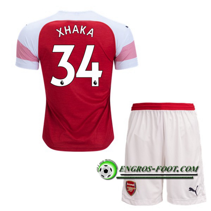 Engros-foot: Ensemble Maillot Foot Arsenal Enfants XHAKA 34 Domicile 2018 2019 Rouge/Blanc Thailande