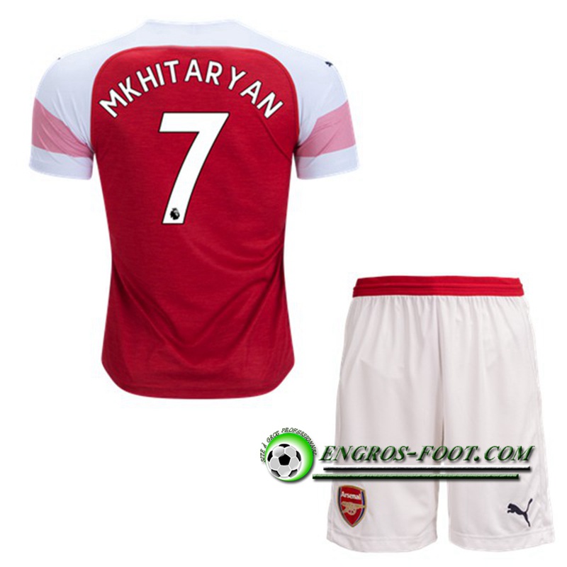 Engros-foot: Ensemble Maillot Foot Arsenal Enfants MKHITARYAN 7 Domicile 2018 2019 Rouge/Blanc Thailande