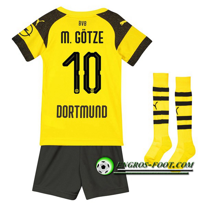 Engros-foot: Ensemble Maillot Foot Dortmund BVB Enfants M.GOTZE 10 Domicile 2018 2019 Jaune/Noir Thailande