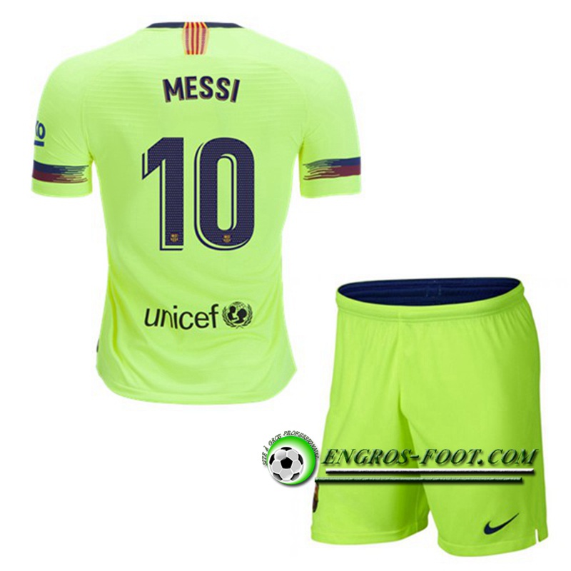 Engros-foot: Ensemble Maillot Foot FC Barcelone Enfants 10 MESSI Exterieur 2018 2019 Vert Thailande