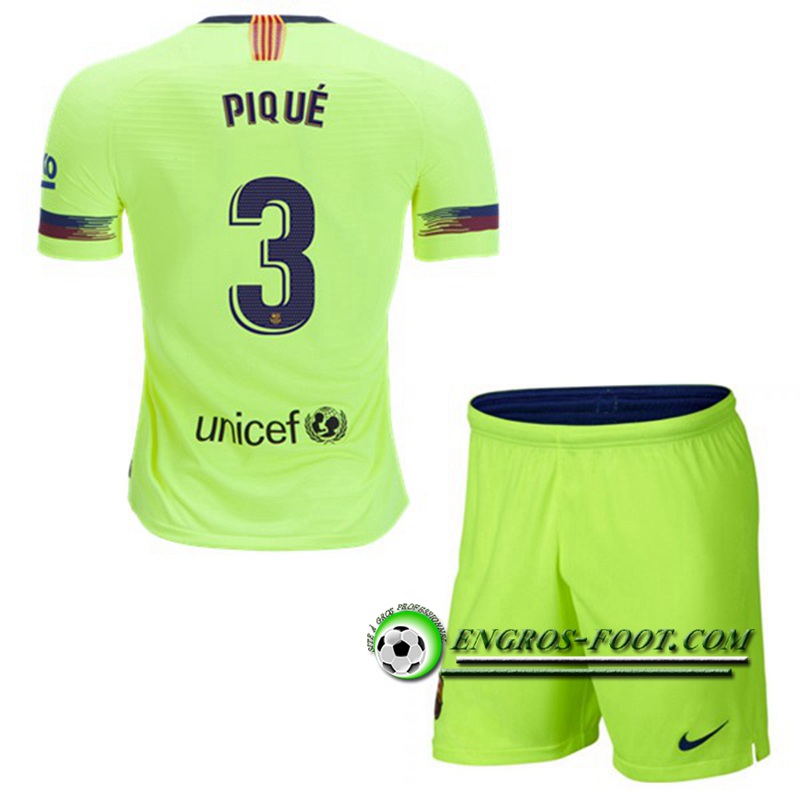 Engros-foot: Ensemble Maillot Foot FC Barcelone Enfants 3 PIQUE Exterieur 2018 2019 Vert Thailande