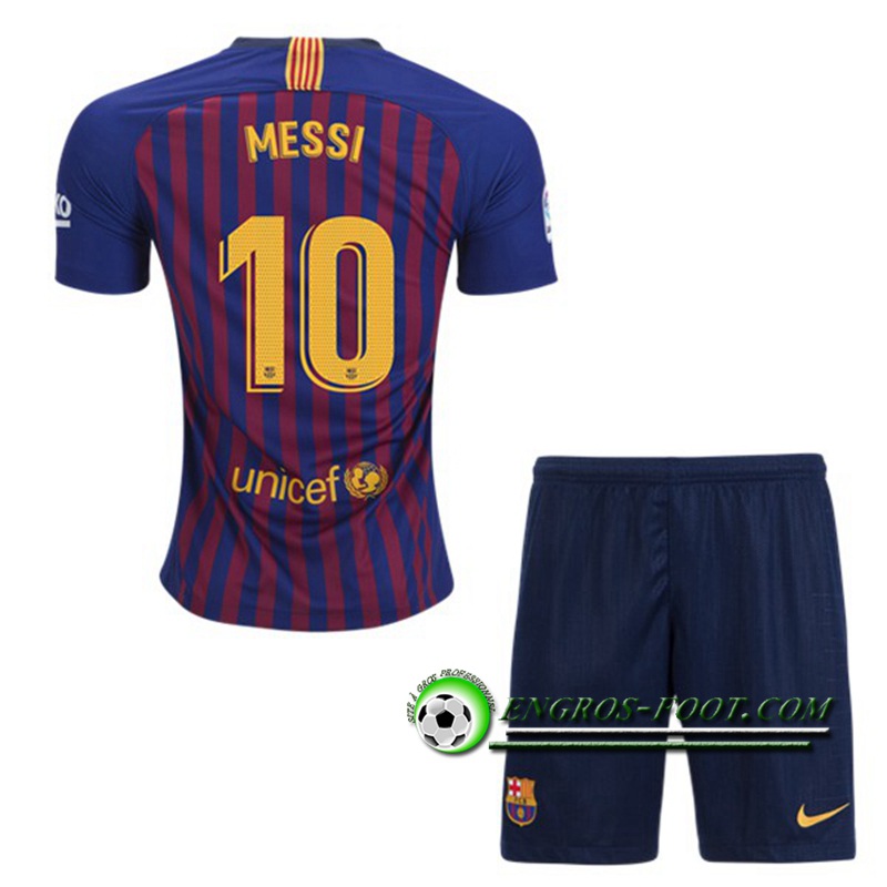 Engros-foot: Ensemble Maillot Foot FC Barcelone Enfants 10 MESSI Domicile 2018 2019 Bleu/Rouge Thailande